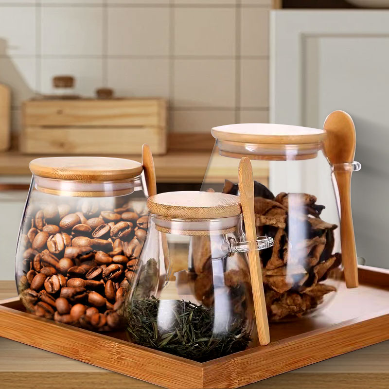 Meal Prep Glass Containers With Lids - ขวดโหลแก้วปิดผนึกพร้อมช้อนและฝาขวดเครื่องเทศใสขนาด34ออนซ์โถใส่น้ำตาลกล่องเก็บสินค้าอาหารขนาดเล็กกาต้มน้ำในครัว