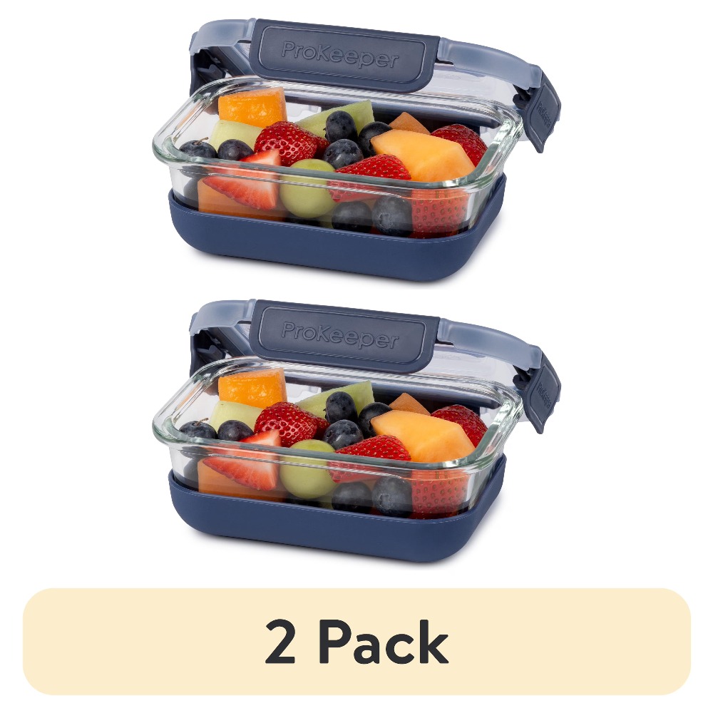Meal Prep Glass Containers With Lids - ชุดภาชนะเก็บอาหารแก้ว 2 ชิ้น ขนาด 1.6 ถ้วย