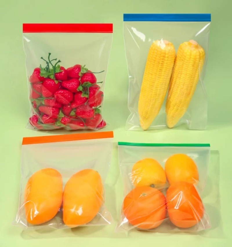 Meal Prep Ziplock - ถุงซิปล็อคใสหลากสี PE - ถุงเก็บอาหารแบบใช้ซ้ำได้สำหรับเนื้อสัตว์ ผัก กาแฟ