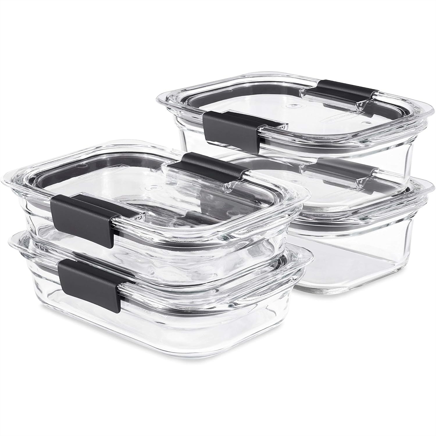 Meal Prep Oven Safe Containers - ชุดกล่องเก็บอาหารแก้ว 4 ใบ พร้อมฝาปิด สำหรับเตรียมอาหารและเก็บอาหารเหลือ ใช้กับเครื่องล้างจานและเตาอบได้