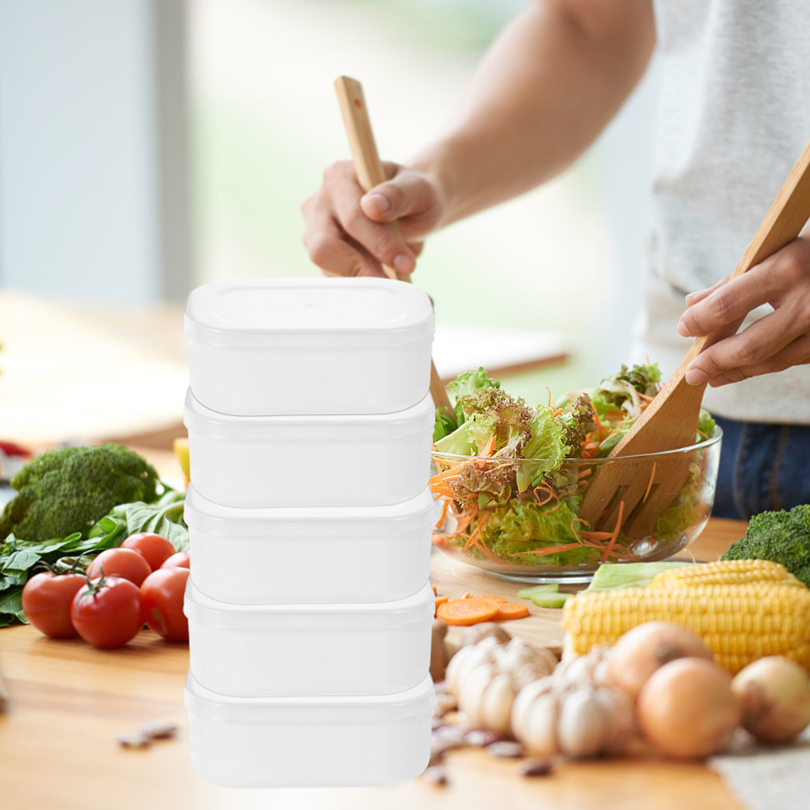 Meal Prep Healthy - กล่องเก็บเมล็ดข้าว 5 ชิ้น กล่องเก็บอาหารแช่แข็งได้ กล่องเตรียมอาหาร กล่องอาหารกลางวันแบบพกพา