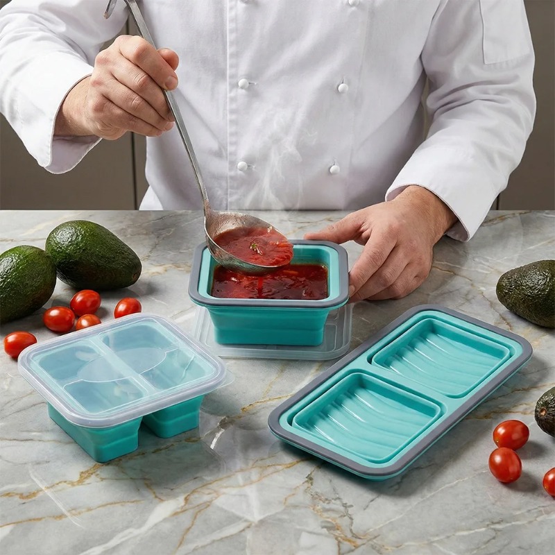 ถาดซิลิโคนสำหรับแช่แข็งพร้อมฝา - Meal Prep Oven Safe Containers บทวิจารณ์และราคา