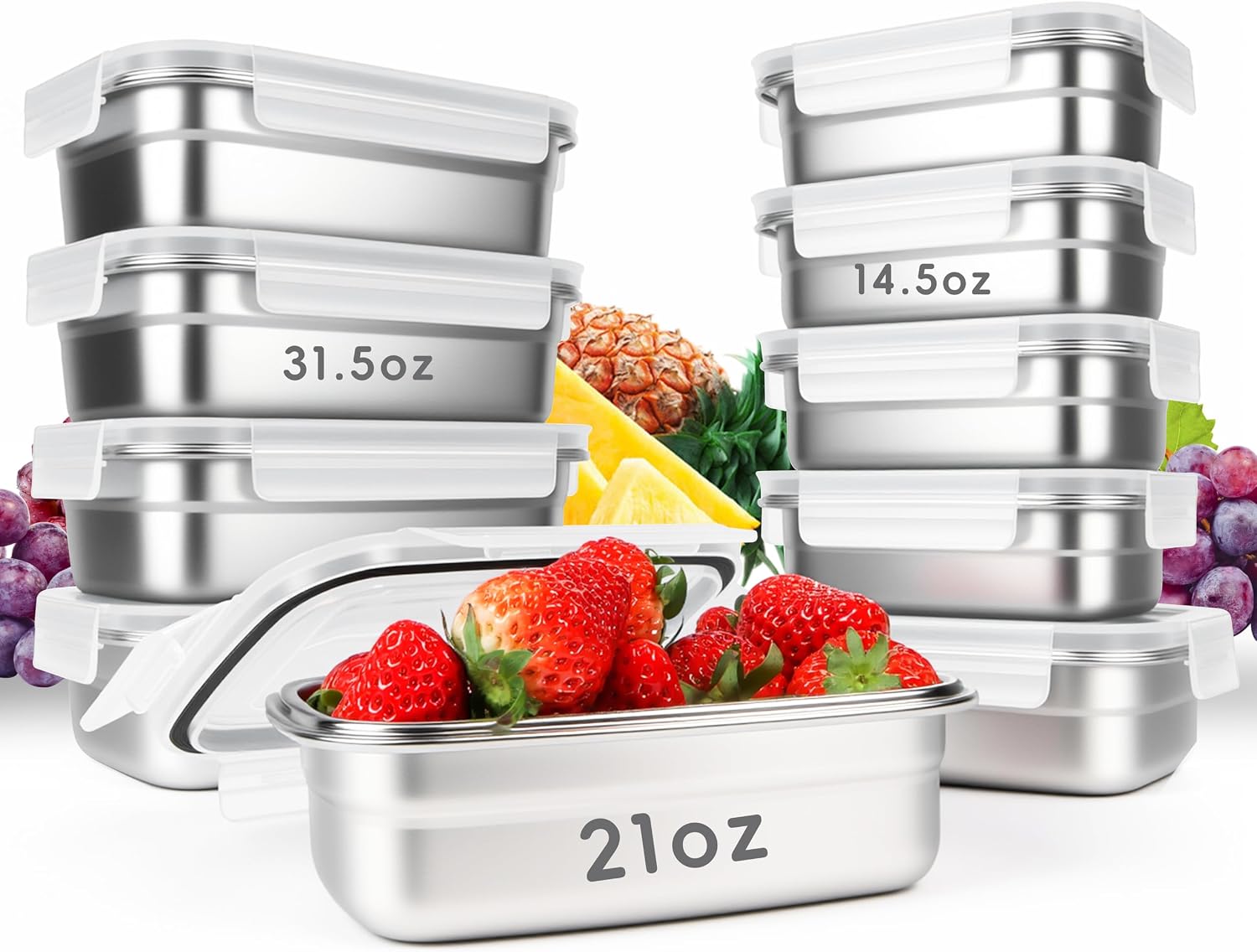 ชุดกล่องเก็บอาหารสแตนเลส 304 จ - Meal Prep Oven Safe Containers บทวิจารณ์และราคา