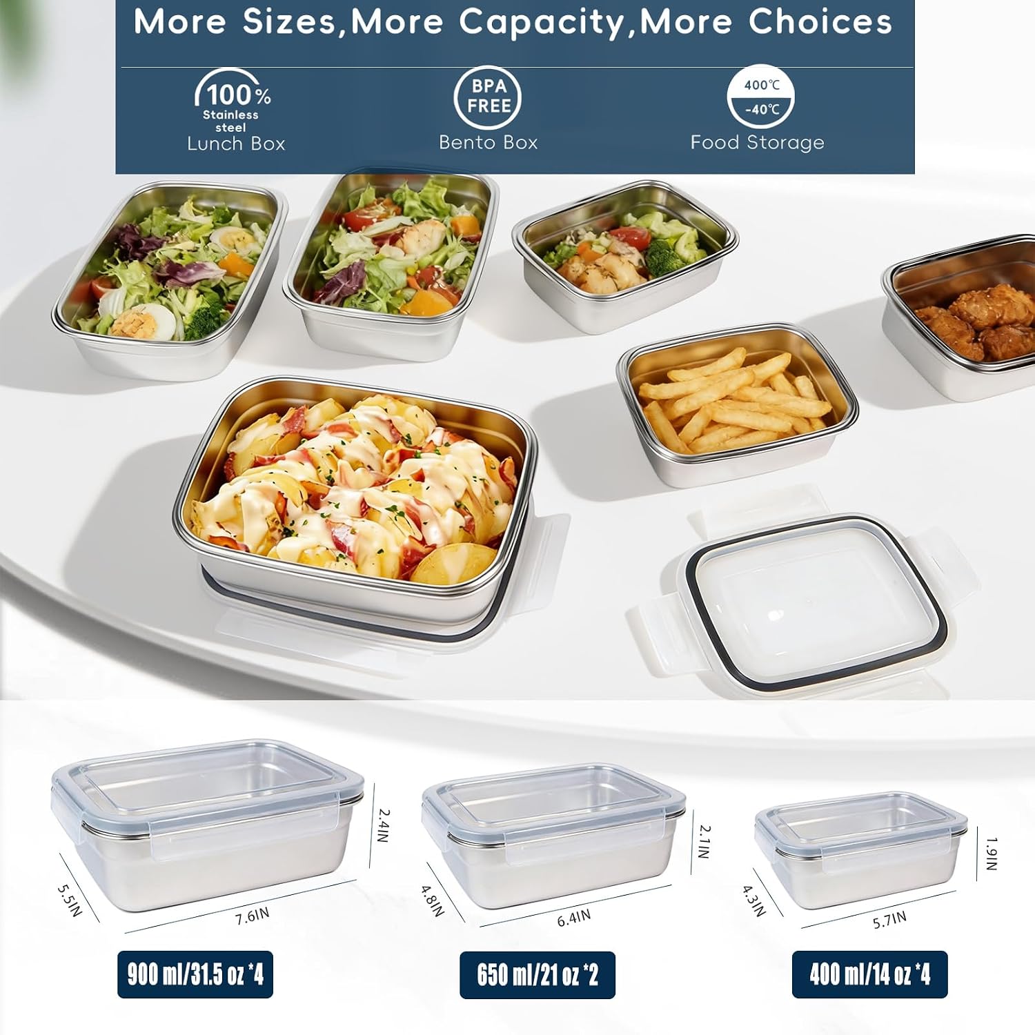 ชุดกล่องเก็บอาหารสแตนเลส 304 จ - Meal Prep Oven Safe Containers บทวิจารณ์และราคา