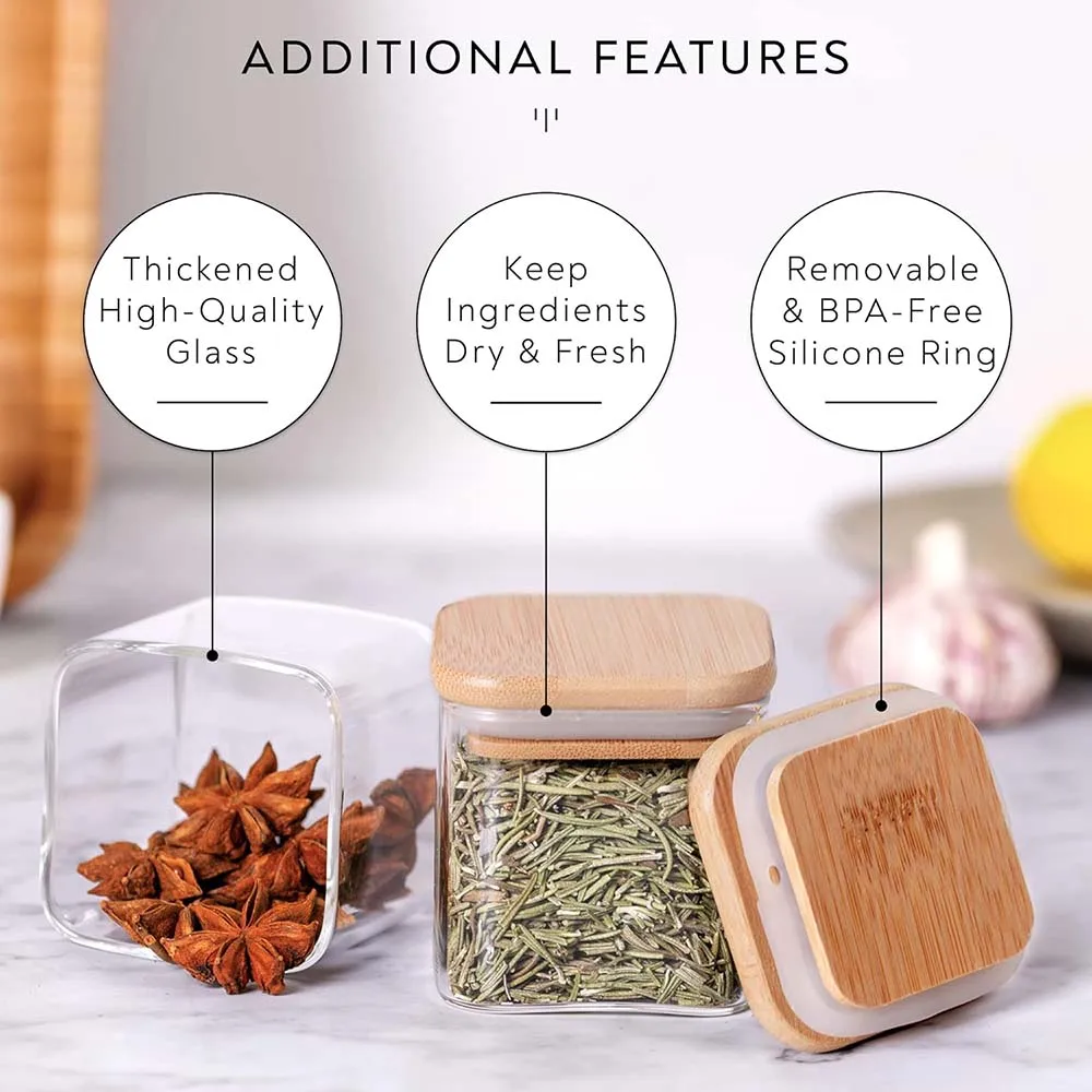 5oz Square Spice Jars พร้อมฝาป - Meal Prep Glass Containers With Lids บทวิจารณ์และราคา