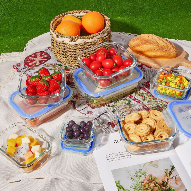 กล่องเก็บอาหารแก้วแบบมีฝาปิด 8 - Meal Prep Oven Safe Containers บทวิจารณ์และราคา