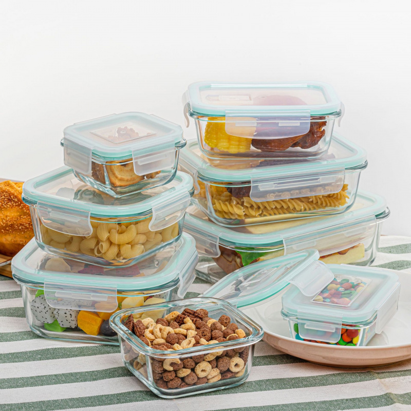 กล่องเก็บอาหารแก้วแบบมีฝาปิด 8 - Meal Prep Oven Safe Containers บทวิจารณ์และราคา