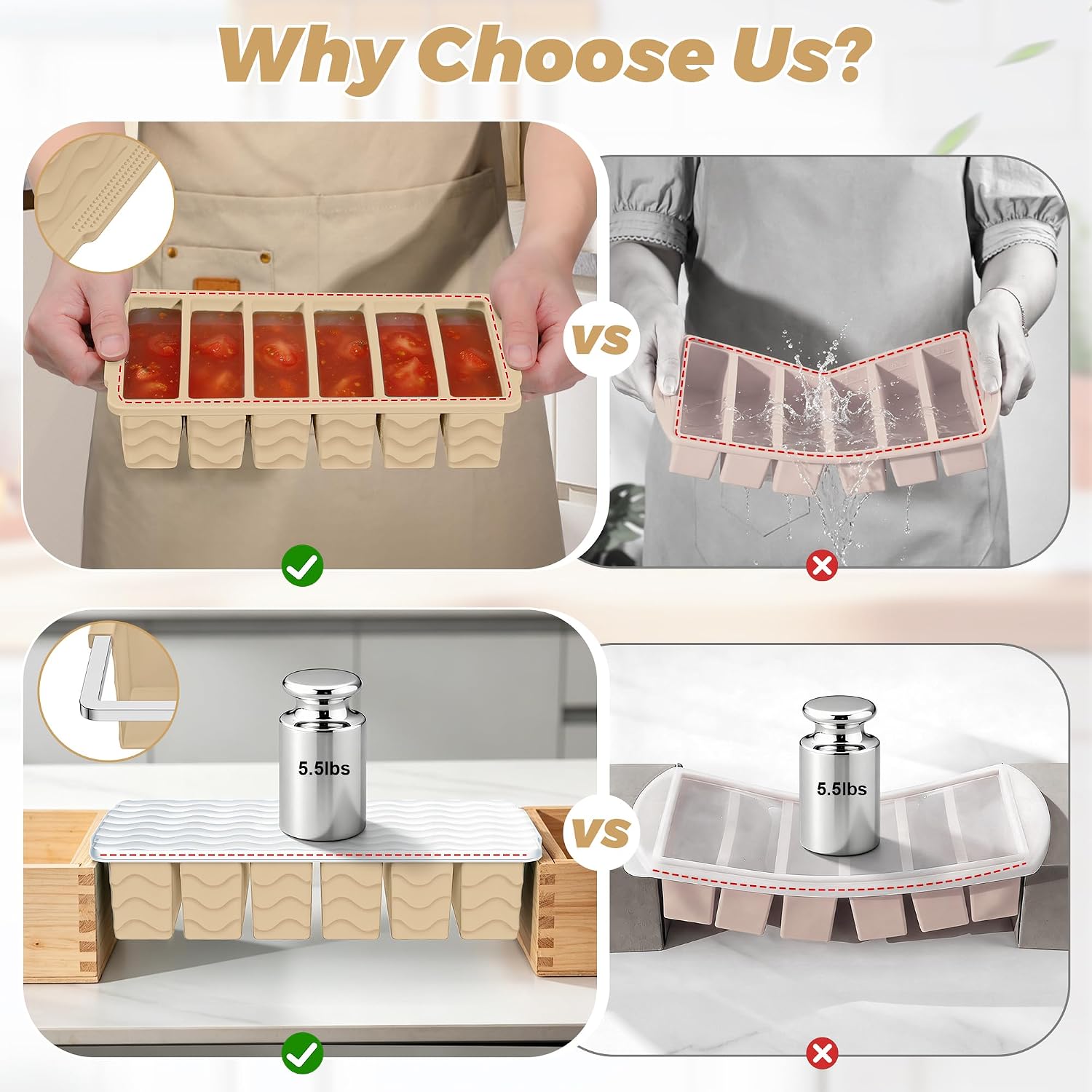 แม่พิมพ์ซิลิโคนสำหรับแช่แข็งพร - Meal Prep Oven Safe Containers บทวิจารณ์และราคา