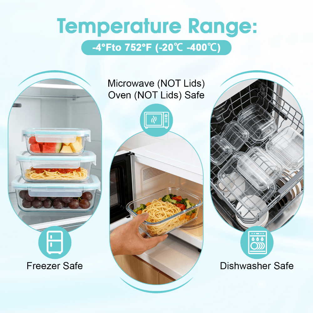 ชุดกล่องเก็บอาหารแก้ว 24 ชิ้น  - Meal Prep Oven Safe Containers บทวิจารณ์และราคา