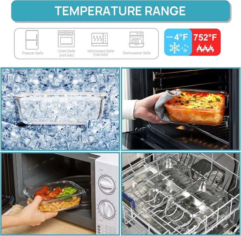 ชุดกล่องเก็บอาหารแก้ว 18 ชิ้น  - Meal Prep Glass Containers With Lids บทวิจารณ์และราคา