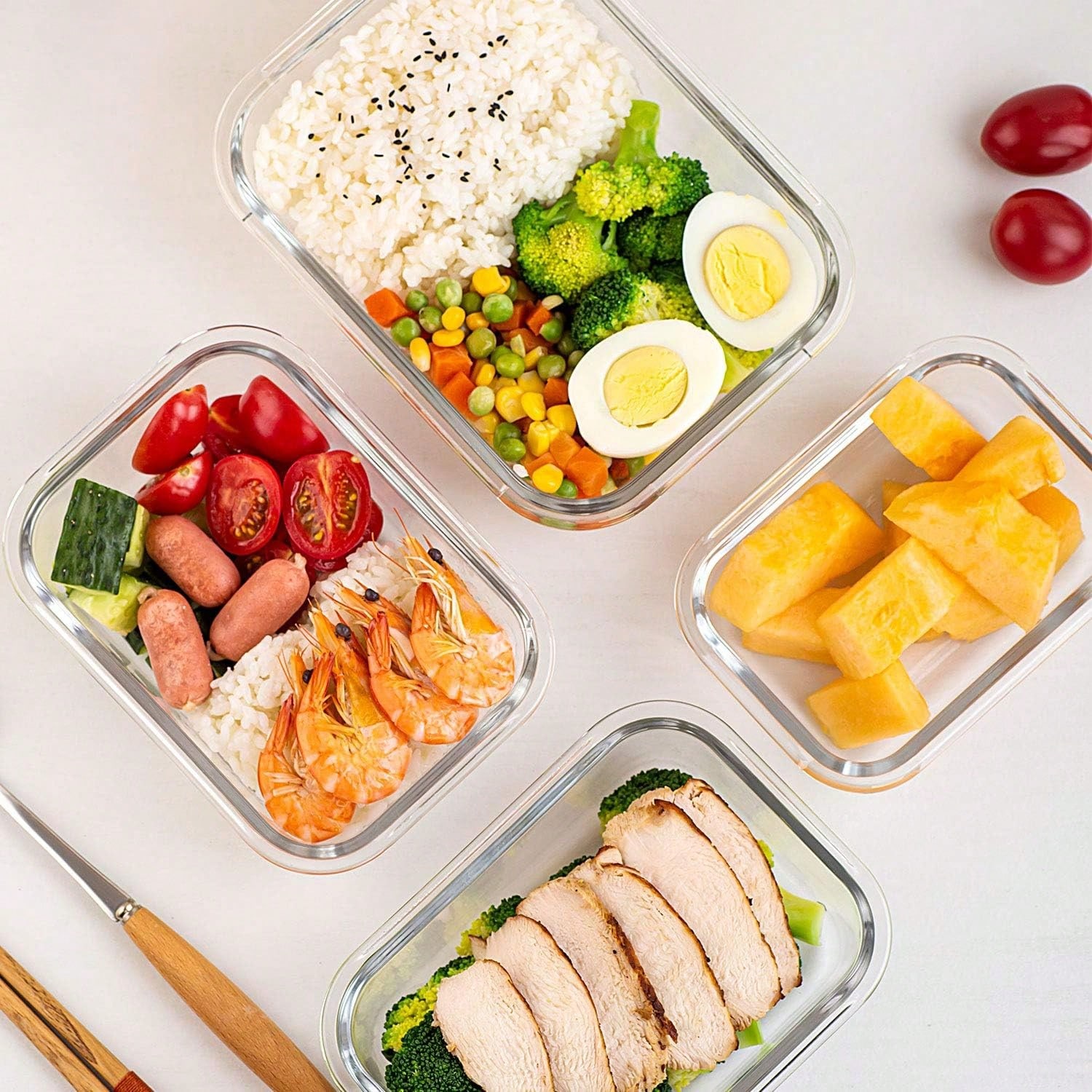 ชุดกล่องแก้วสำหรับเตรียมอาหาร  - Meal Prep Glass Containers With Lids บทวิจารณ์และราคา